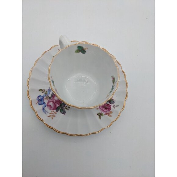 Vintage Spode Copeland's Y5775 Flat Cup & Saucer Set floral ribbon  2 1/2 in - Picture 6 of 8
